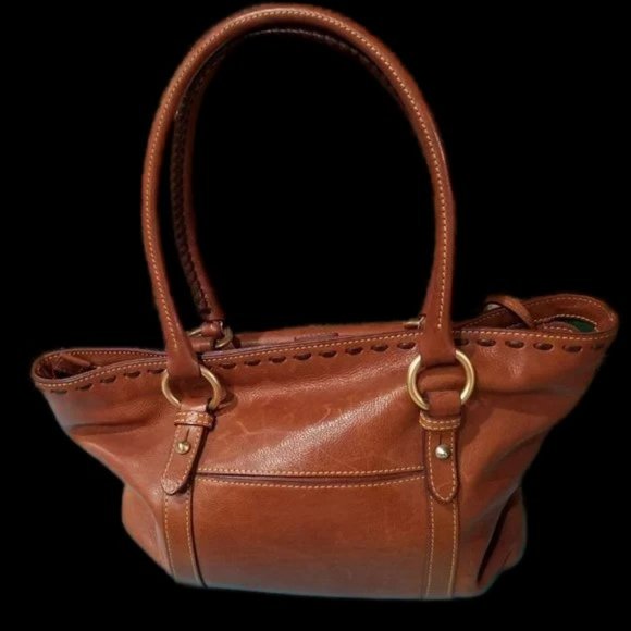 DOONEY & BOURKE Florentine Genuine Italian Leather Zippered Pocket Satchel Lined - Picture 4 of 8
